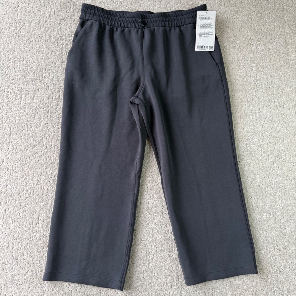 New Lululemon Softstreme HR Straight Leg Crop 24 Pants Black Womens Size 12